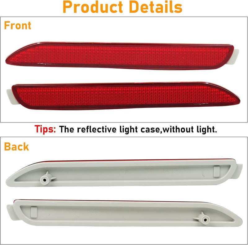 Abodvu Compatible with Toyota RAV4 Rear Bumper Reflector 2019-2024,Sienna Left Driver & Right Passenger Side Rear Bumper Red Marker Trim,Avalon Back Reflector Light W/O Bulb Replacement,2PCS - Image 5
